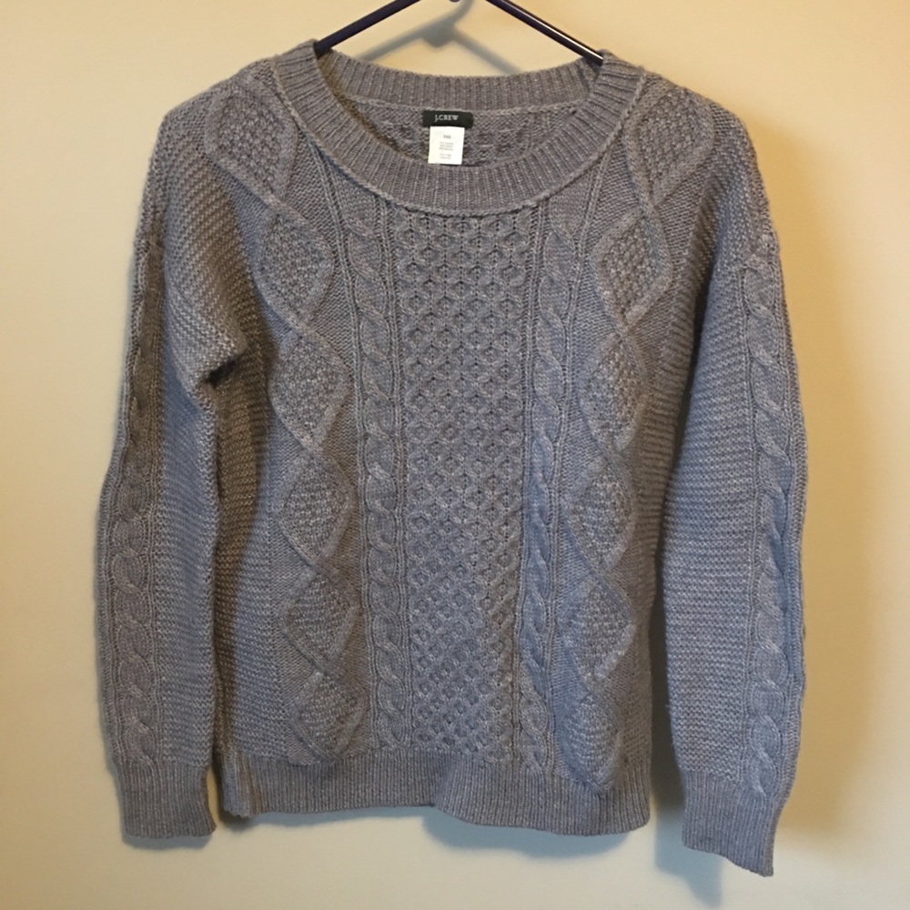 J. Crew women’s cable knit sweater gray xxs
